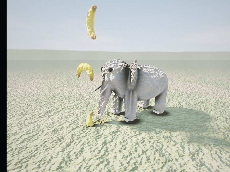 GLM-5.3-Flash — elephant juggling bananas, live render