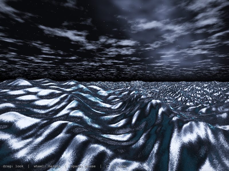 Claude Opus 5 — endless ocean day cycle, live render