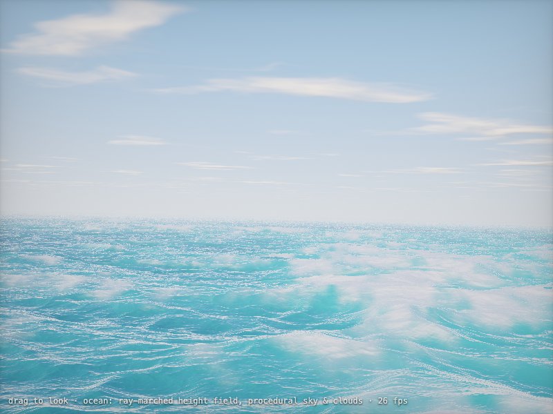 Claude Opus 5 — hyperrealistic ocean, de-hinted prompt, live render